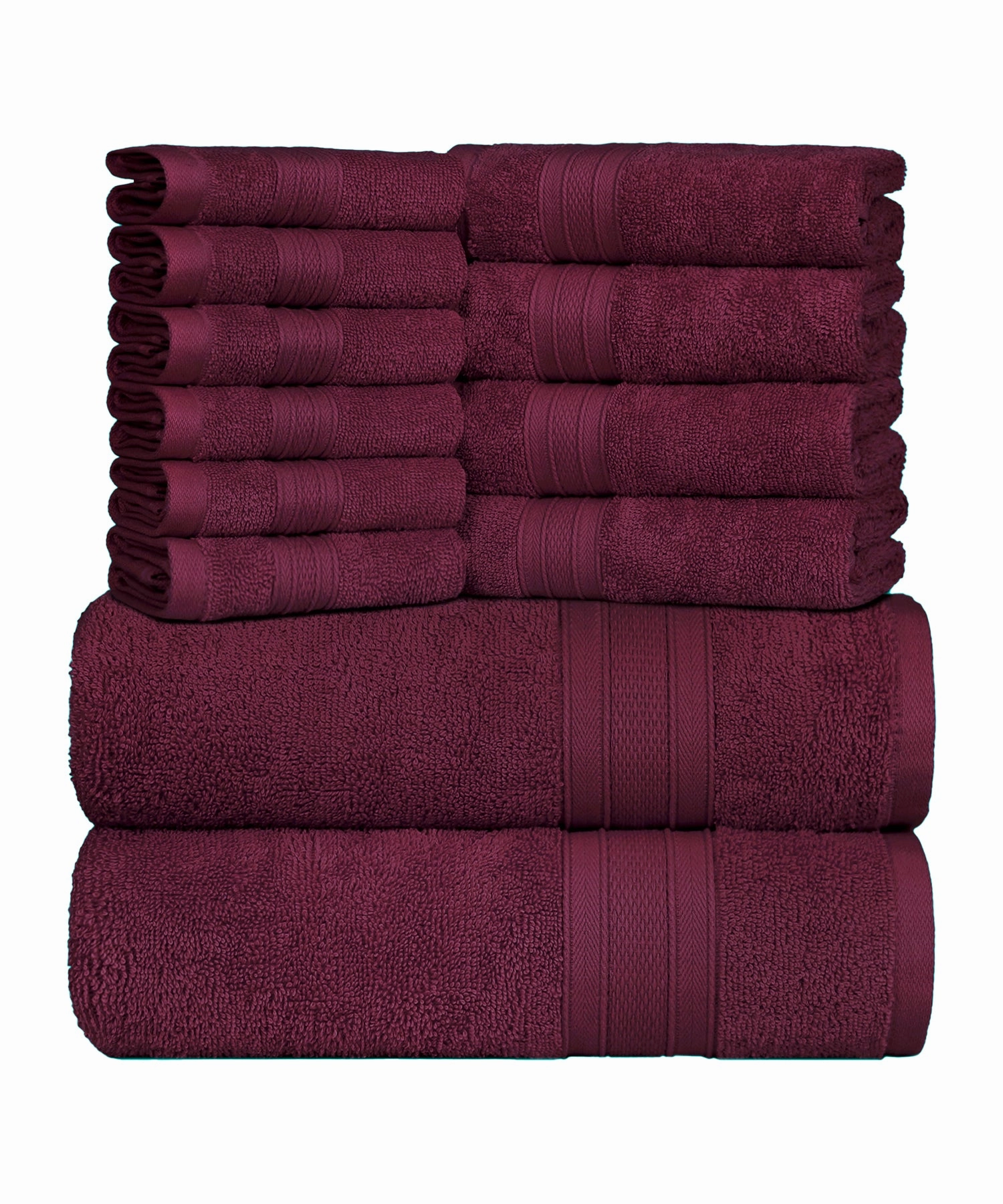 Soft Comfort, 12Pc Set,Air Rich Technology Towel Set , 509 GSM,Red Wine