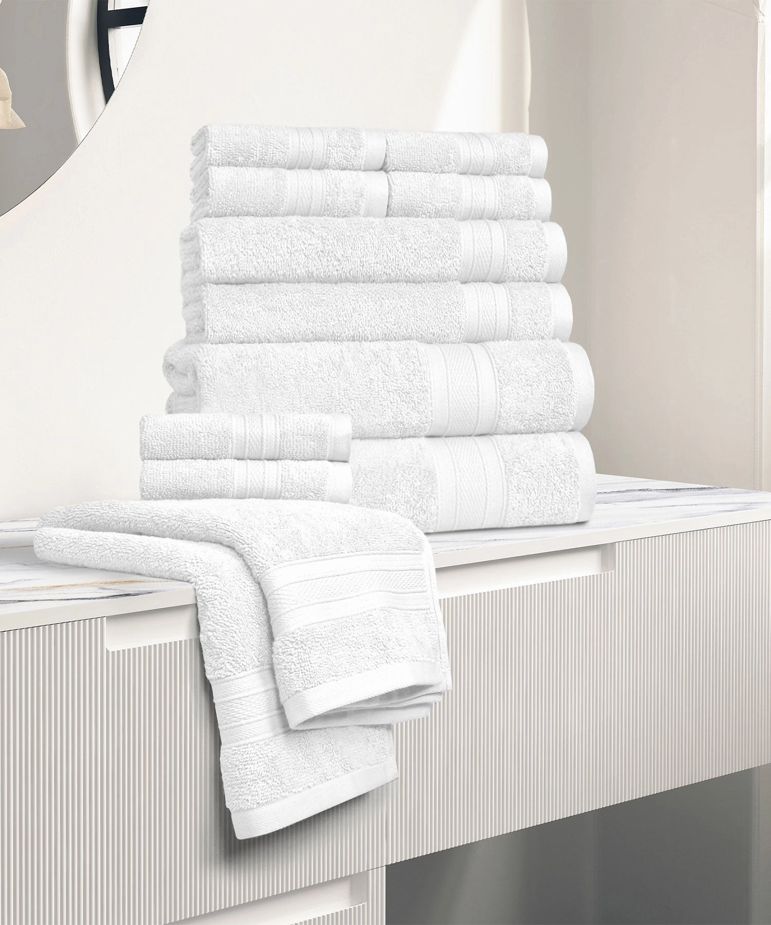 Soft Comfort, 12Pc Set,Air Rich Technology Towel Set , 509 GSM,White