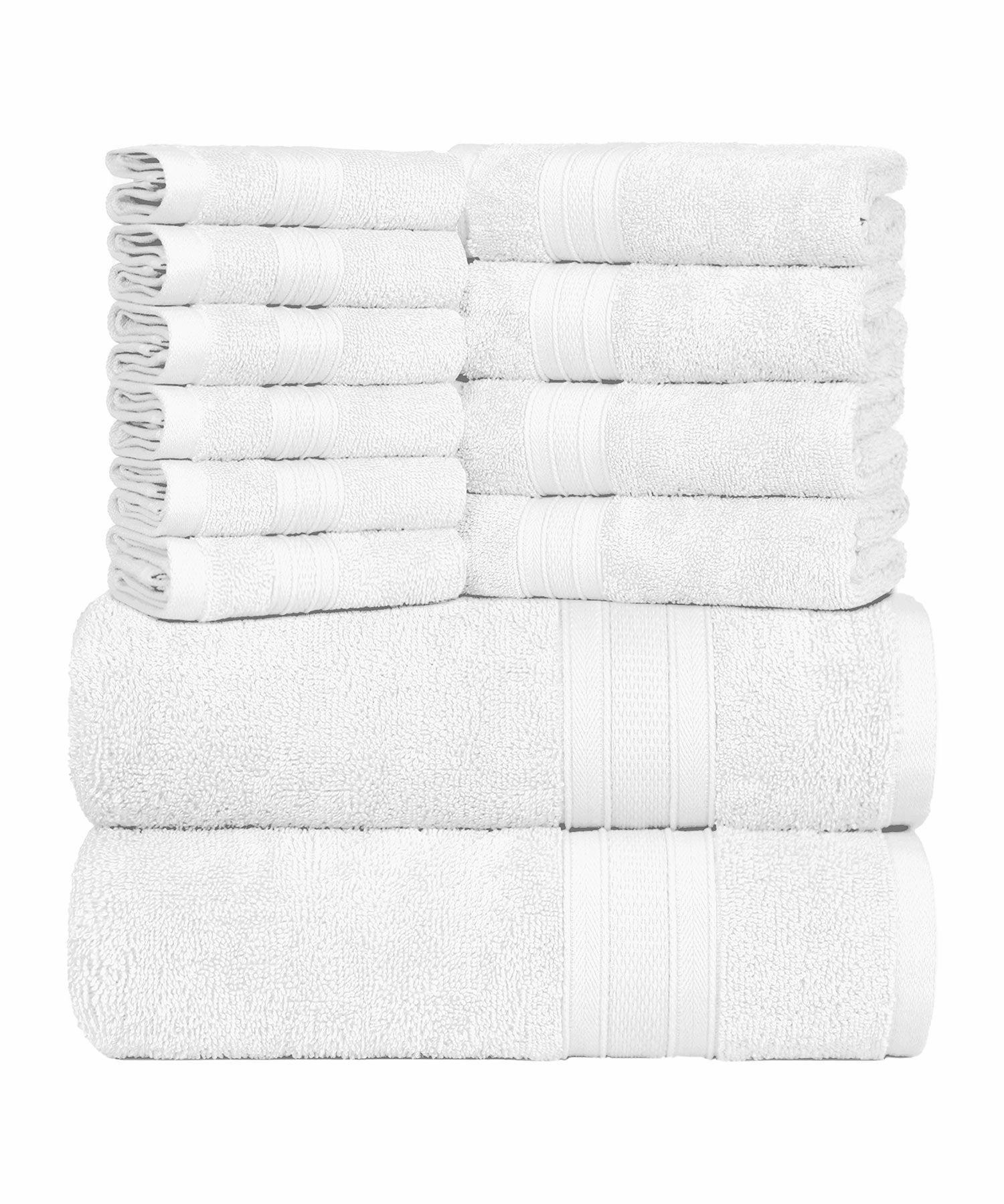 Soft Comfort, 12Pc Set,Air Rich Technology Towel Set , 509 GSM,White