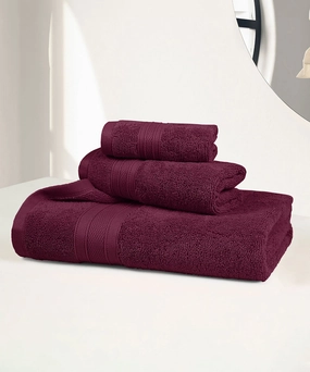 Soft Comfort, 3Pc Set,Air Rich Technology Towel Set ,509 GSM,Red Wine bath towels,soft towels,bathroom textiles