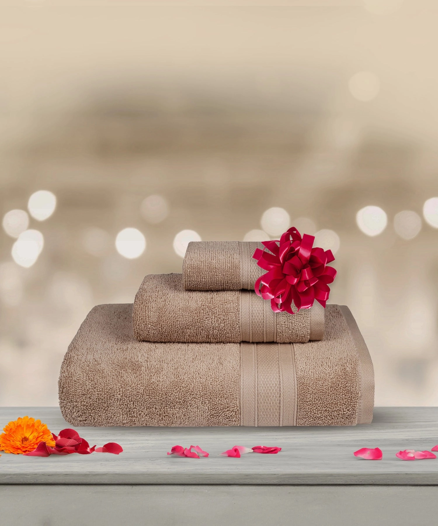Soft Comfort, 3Pc Set,Air Rich Technology Towel Set , 509 GSM,Acorn
