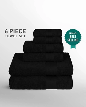 Soft Comfort, 6Pc Set,Air Rich Technology Towel Set ,509 GSM,Black bath towels,soft towels,bathroom textiles