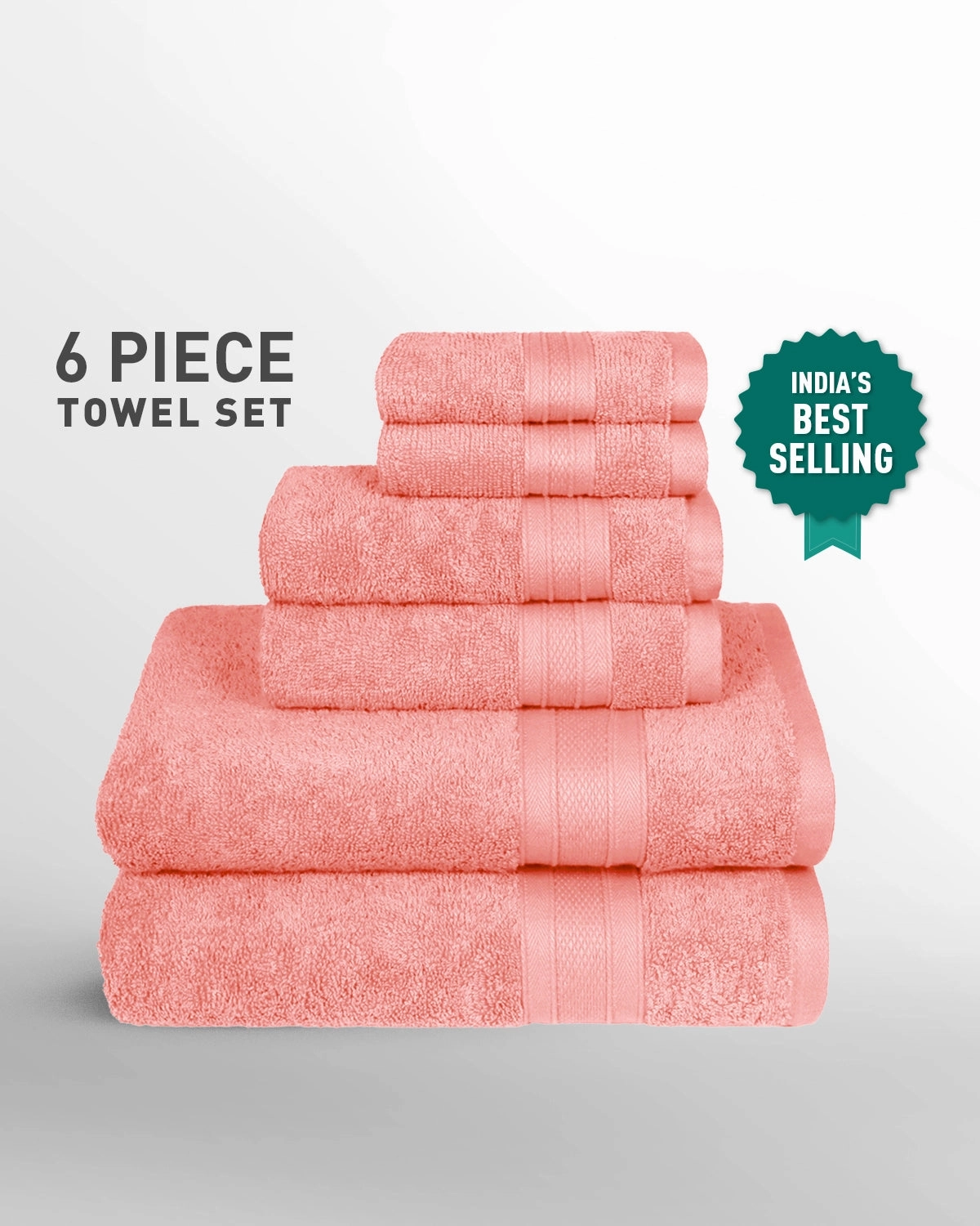 Soft Comfort, 6Pc Set,Air Rich Technology Towel Set ,509 GSM,Coral Haze bath towels,soft towels,bathroom textiles