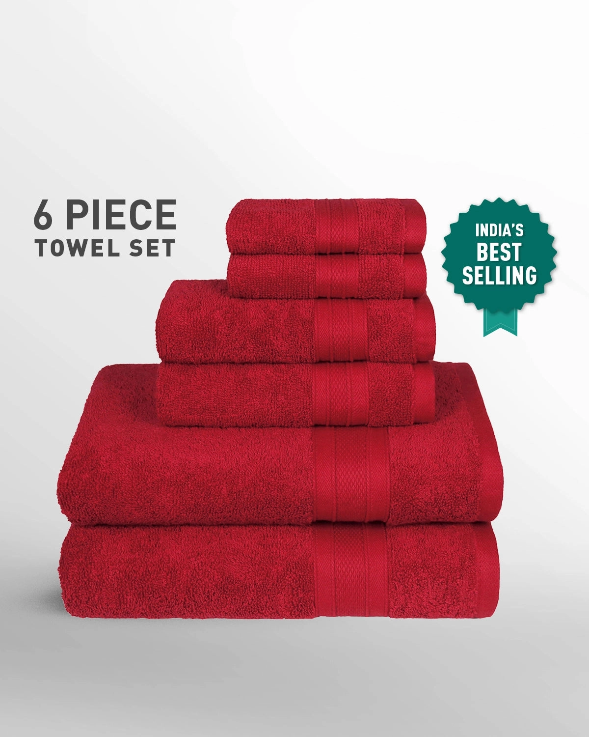 Soft Comfort, 6Pc Set,Air Rich Technology Towel Set ,509 GSM,Crimson Red bath towels,soft towels,bathroom textiles