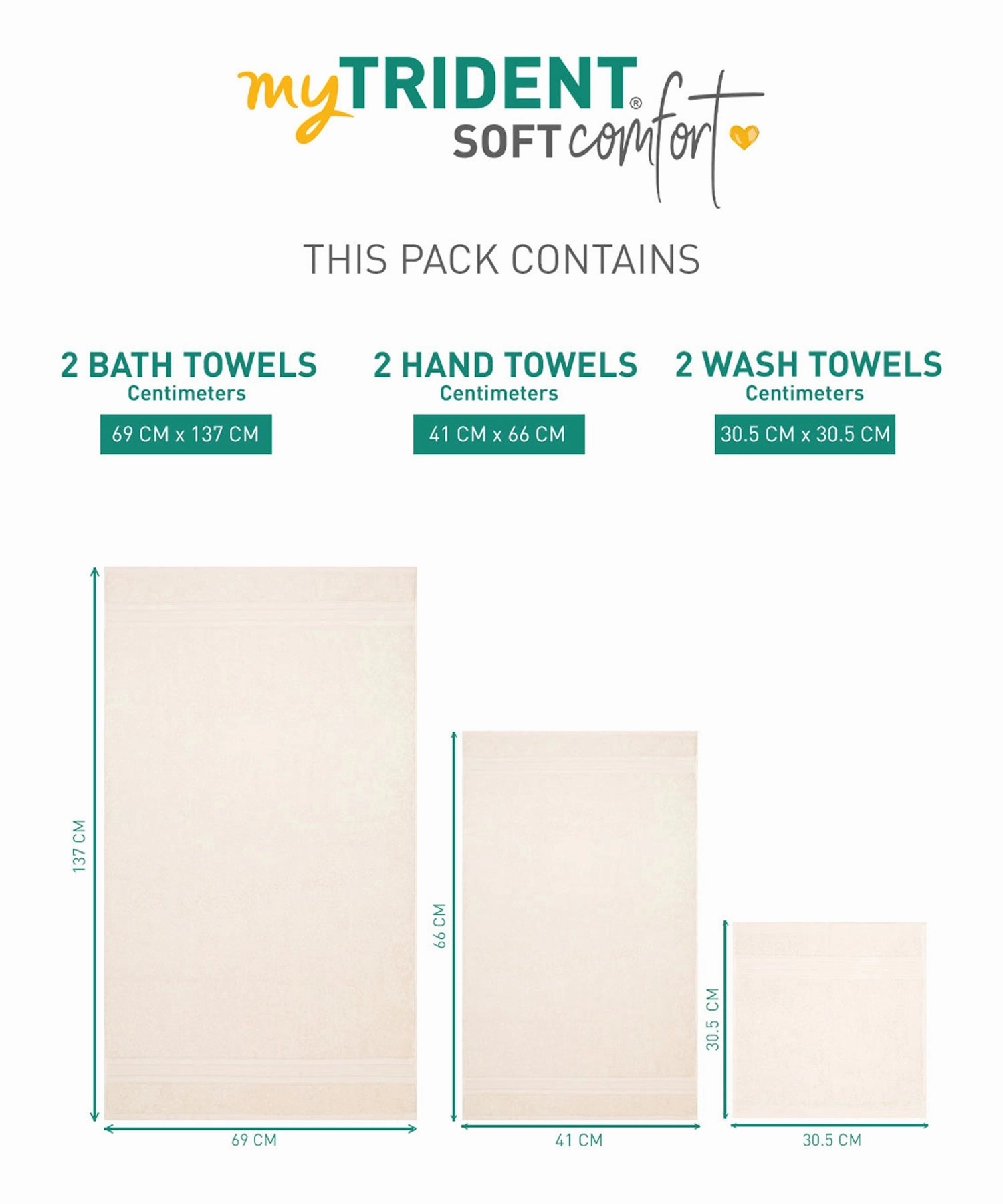 Soft Comfort, 6Pc Set,Air Rich Technology Towel Set ,509 GSM,Linen