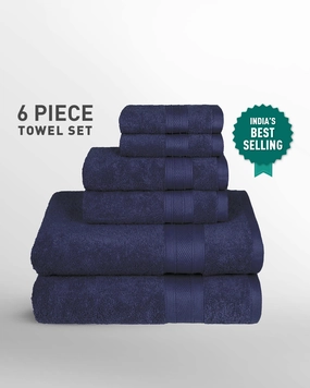 Soft Comfort, 6Pc Set,Air Rich Technology Towel Set ,509 GSM,Navy bath towels,soft towels,bathroom textiles