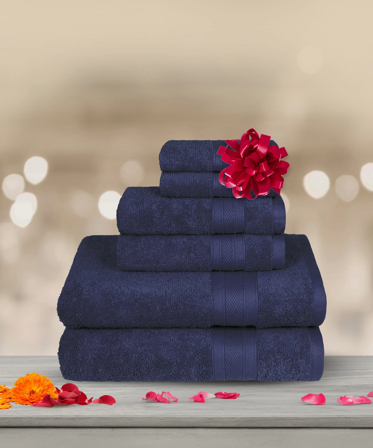 Soft Comfort, 6Pc Set,Air Rich Technology Towel Set ,509 GSM,Navy