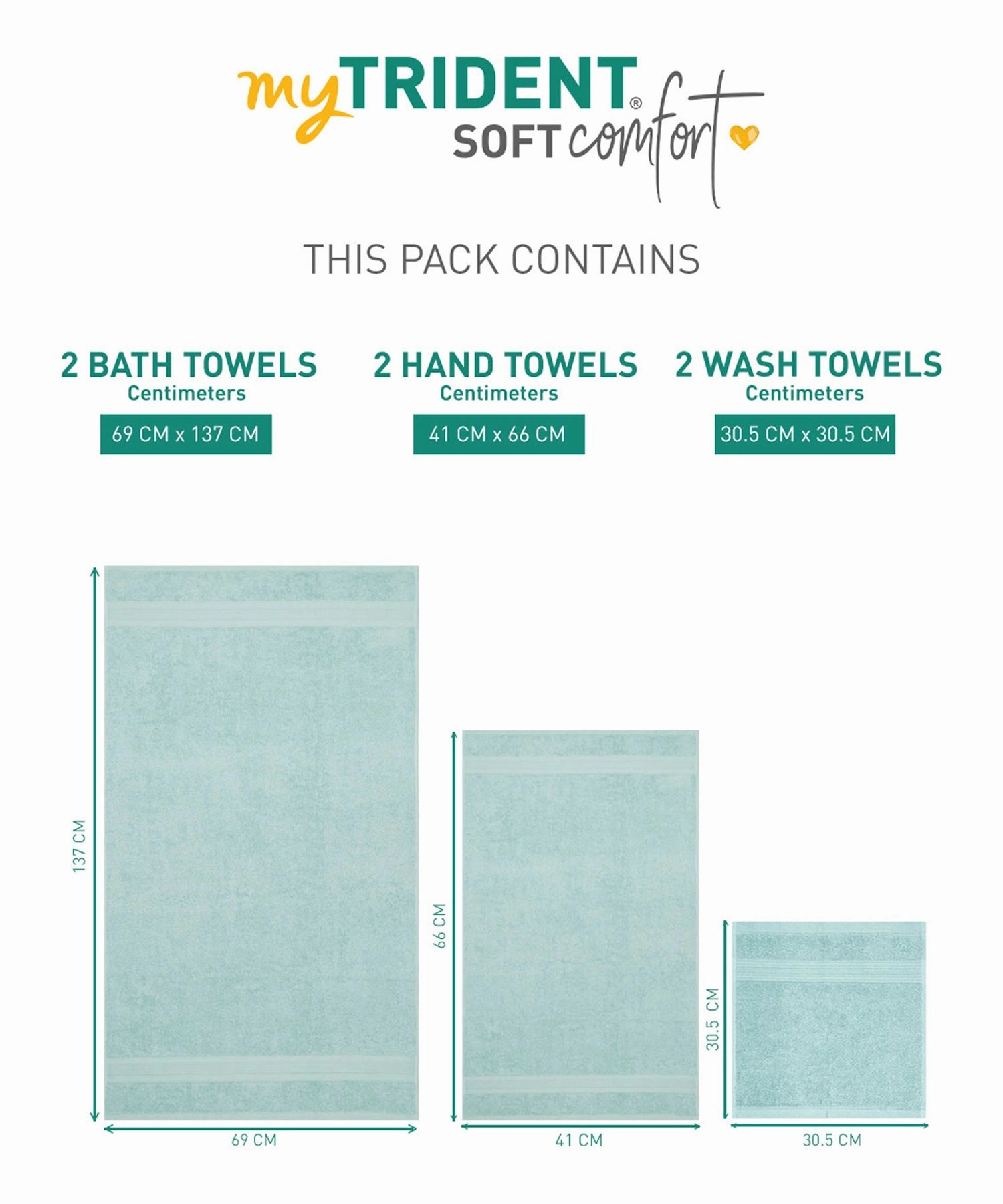Soft Comfort, 6Pc Set,Air Rich Technology Towel Set ,509 GSM,Nile Blue
