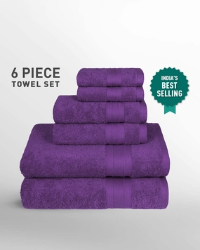 Soft Comfort, 6Pc Set,Air Rich Technology Towel Set ,509 GSM,Plum bath towels,soft towels,bathroom textiles