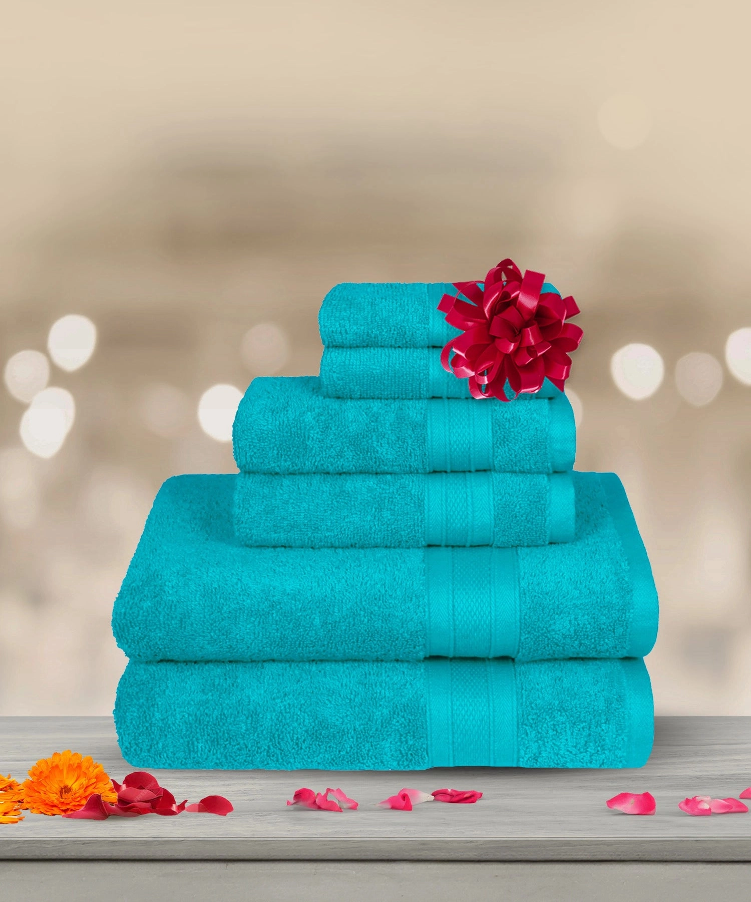 Soft Comfort, 6Pc Set,Air Rich Technology Towel Set ,509 GSM,Teal