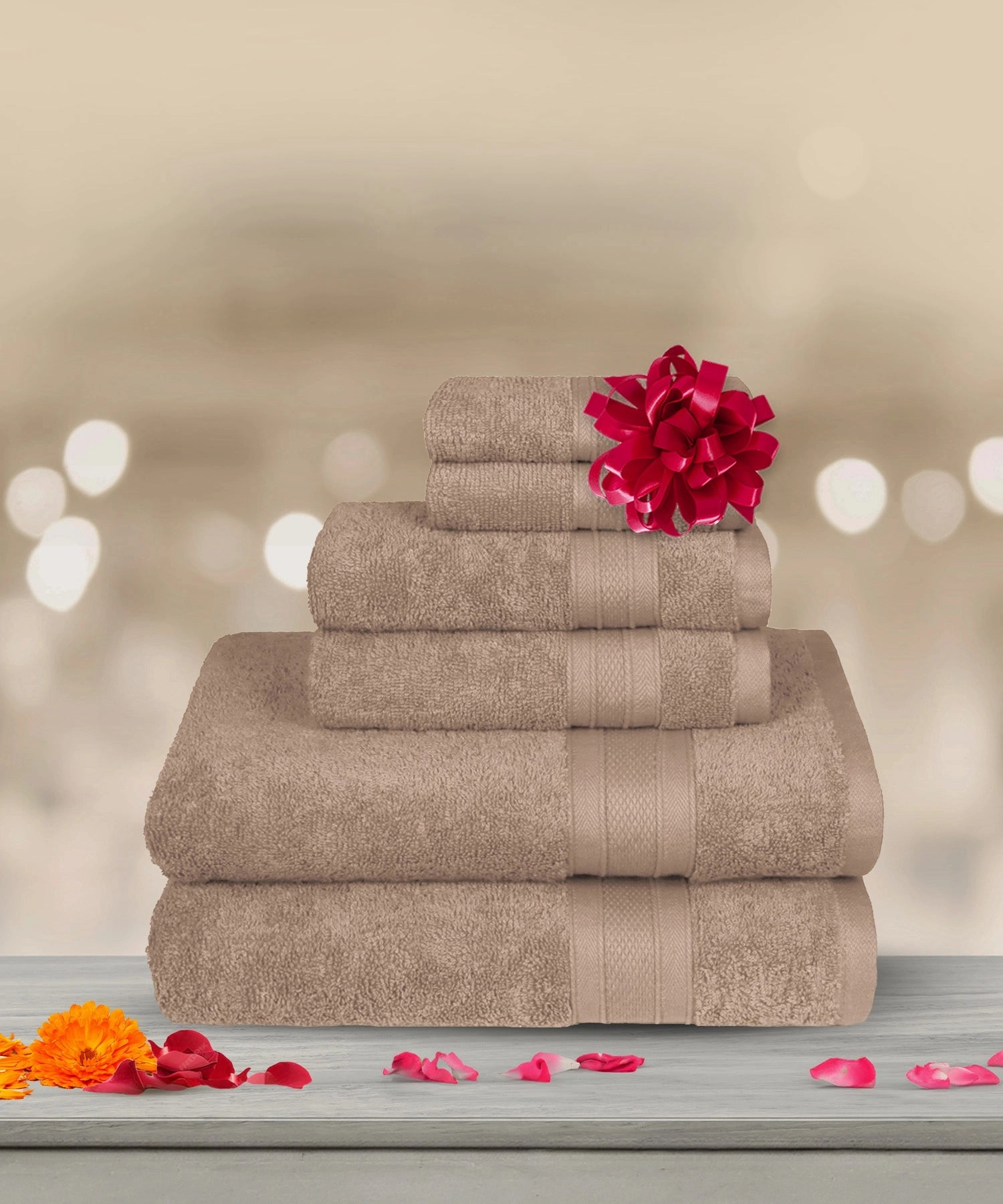 Soft Comfort, 6Pc Set,Air Rich Technology Towel Set , 509 GSM,Acorn