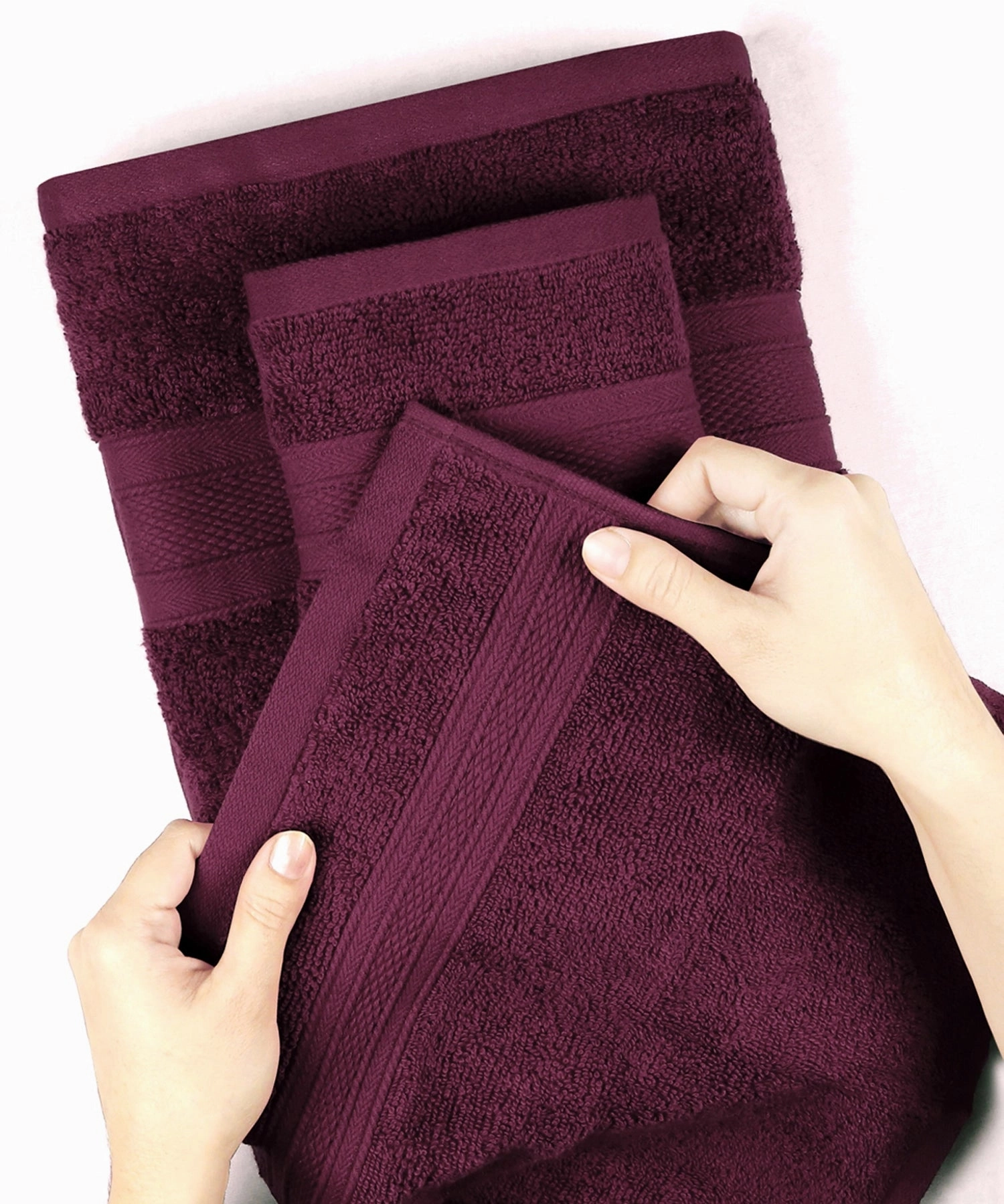 Soft Comfort, 6Pc Set,Air Rich Technology Towel Set , 509 GSM,Red Wine