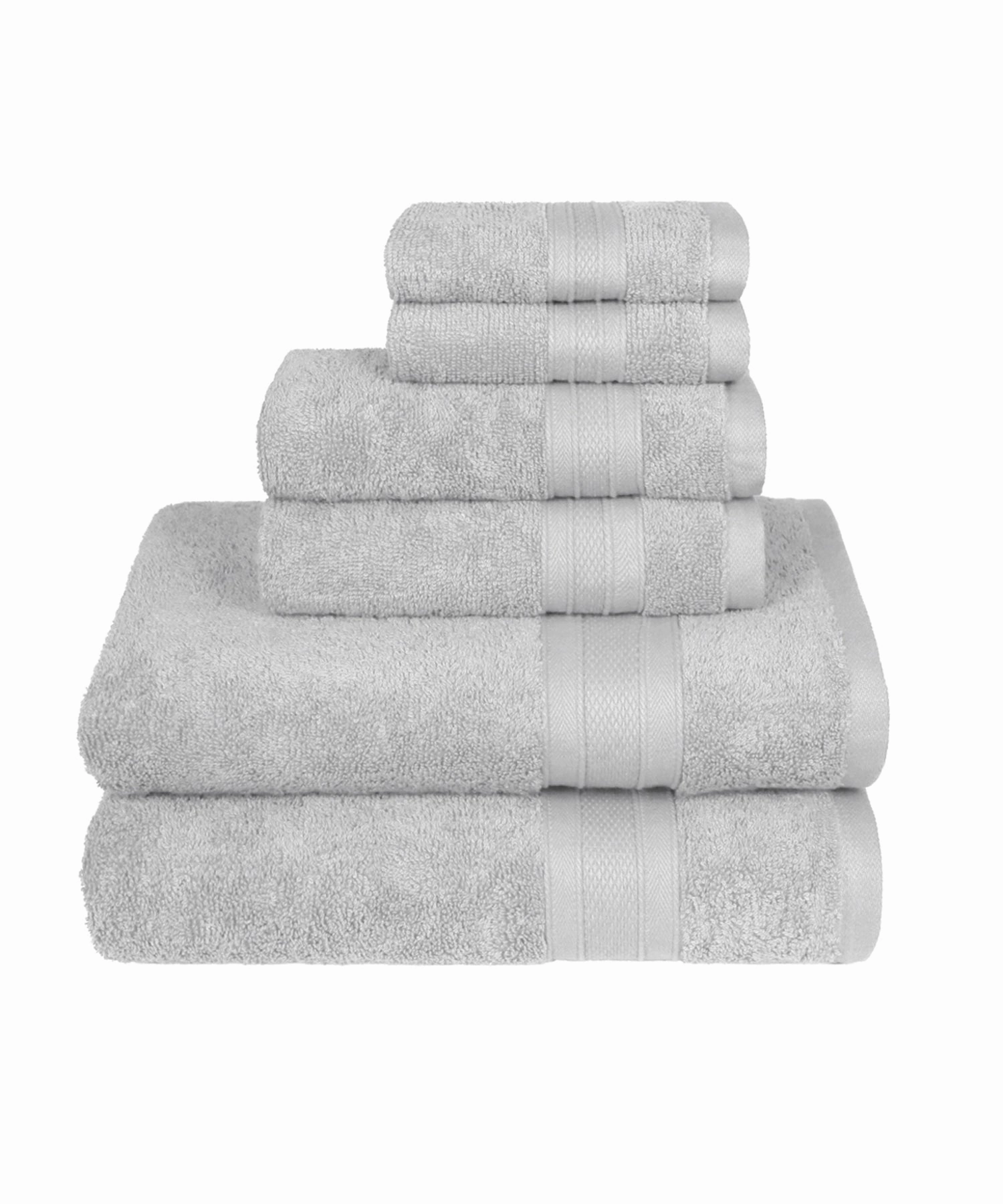Soft Comfort, 6Pc Set,Air Rich Technology Towel Set , 509 GSM,Silver