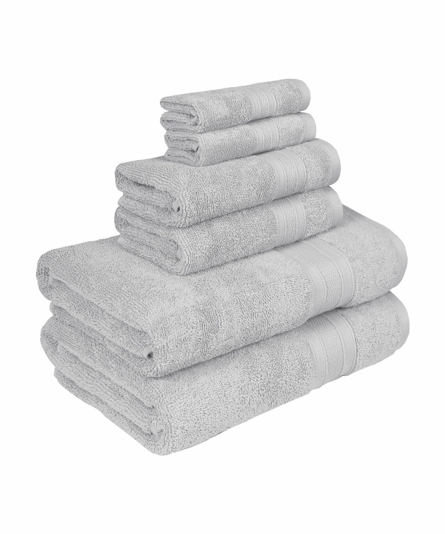 Soft Comfort, 6Pc Set,Air Rich Technology Towel Set , 509 GSM,Silver