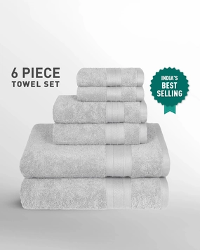 Soft Comfort, 6Pc Set,Air Rich Technology Towel Set , 509 GSM,Silver bath towels,soft towels,bathroom textiles