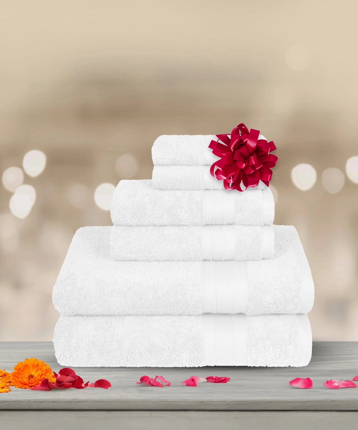 Soft Comfort, 6Pc Set,Air Rich Technology Towel Set , 509 GSM,White
