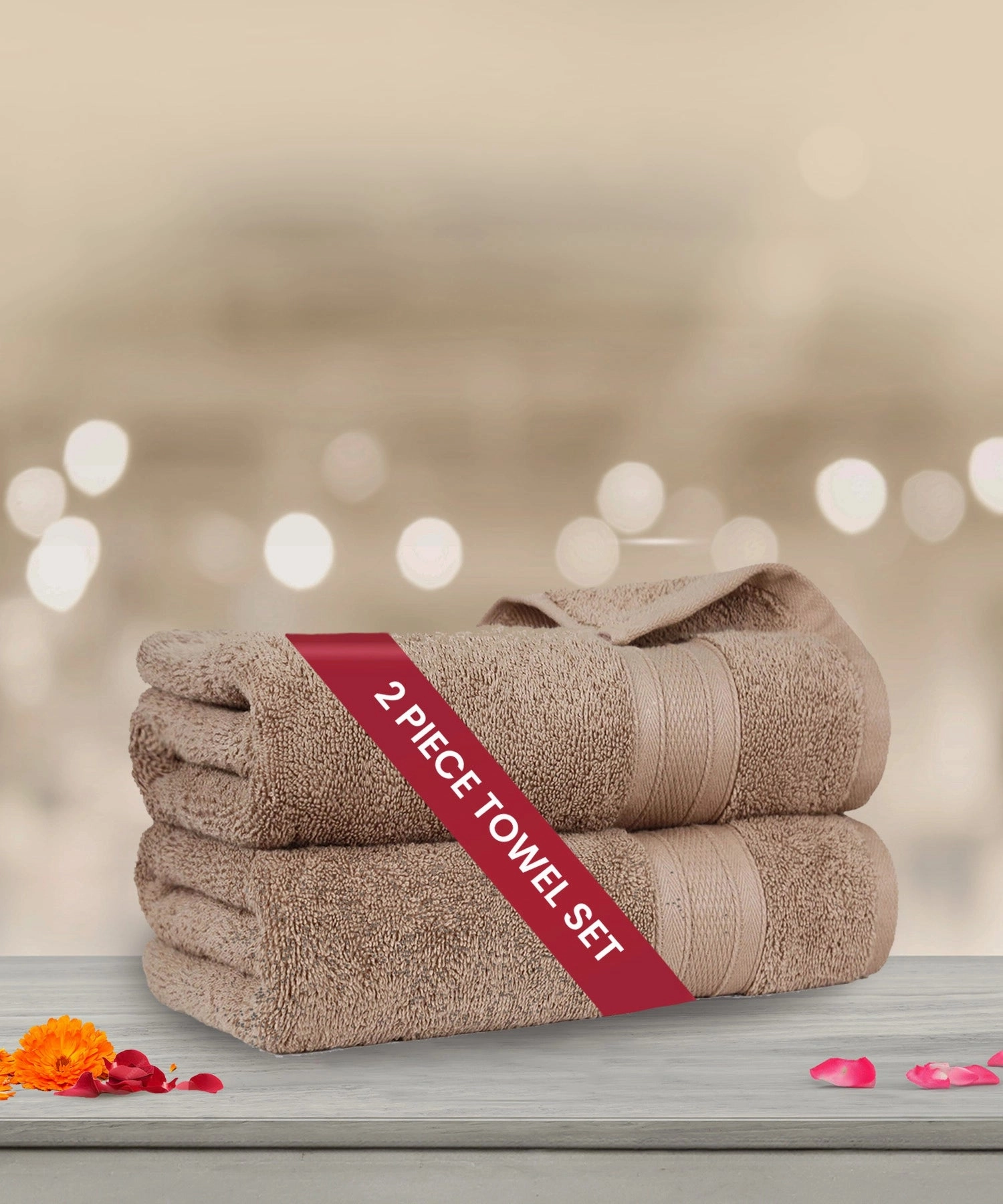 Soft Comfort Acorn Air Rich Technology 2Pc Bath Towel, 100% Cotton, 509 GSM, Brown