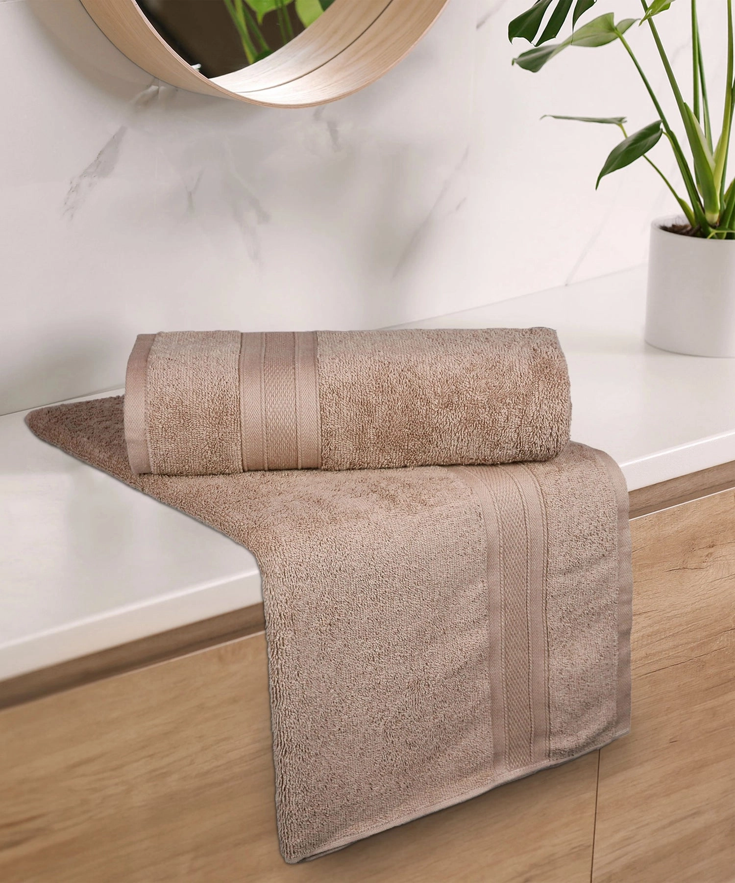 Soft Comfort Acorn Air Rich Technology 2Pc Bath Towel, 100% Cotton, 509 GSM, Brown bath towels,soft towels,bathroom textiles