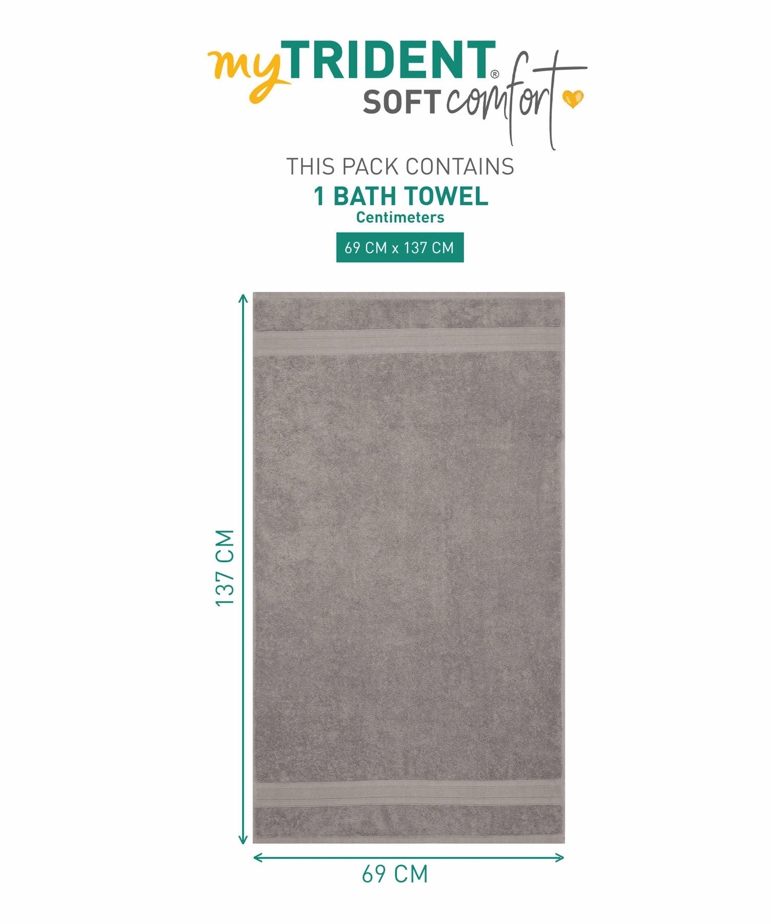 Soft Comfort Air Rich Technology Bath Towel, 100% Cotton, 509 GSM, Charcoal