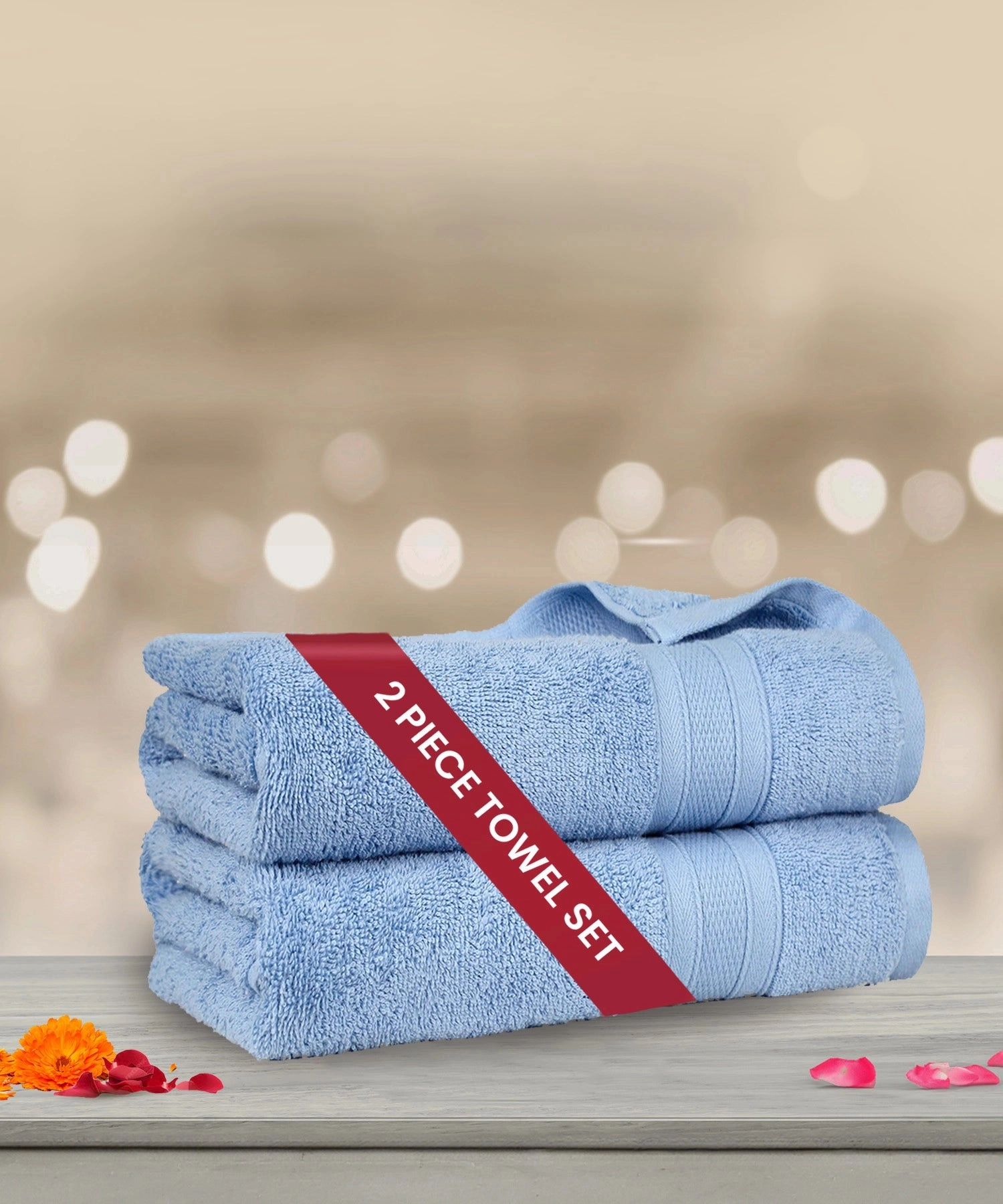 Soft Comfort Allure Air Rich Technology 2Pc Bath Towel, 100% Cotton, 509 GSM, Blue
