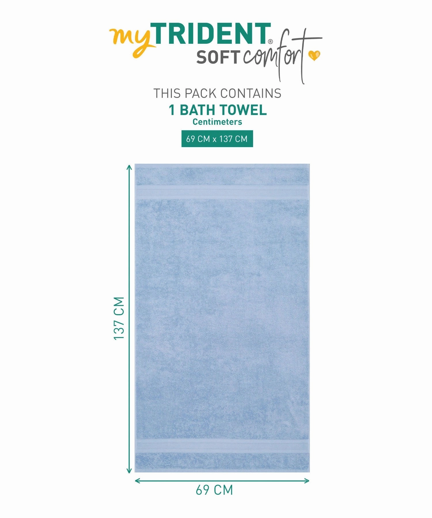 Soft Comfort Allure Air Rich Technology Bath Towel, 100% Cotton, 509 GSM, Blue