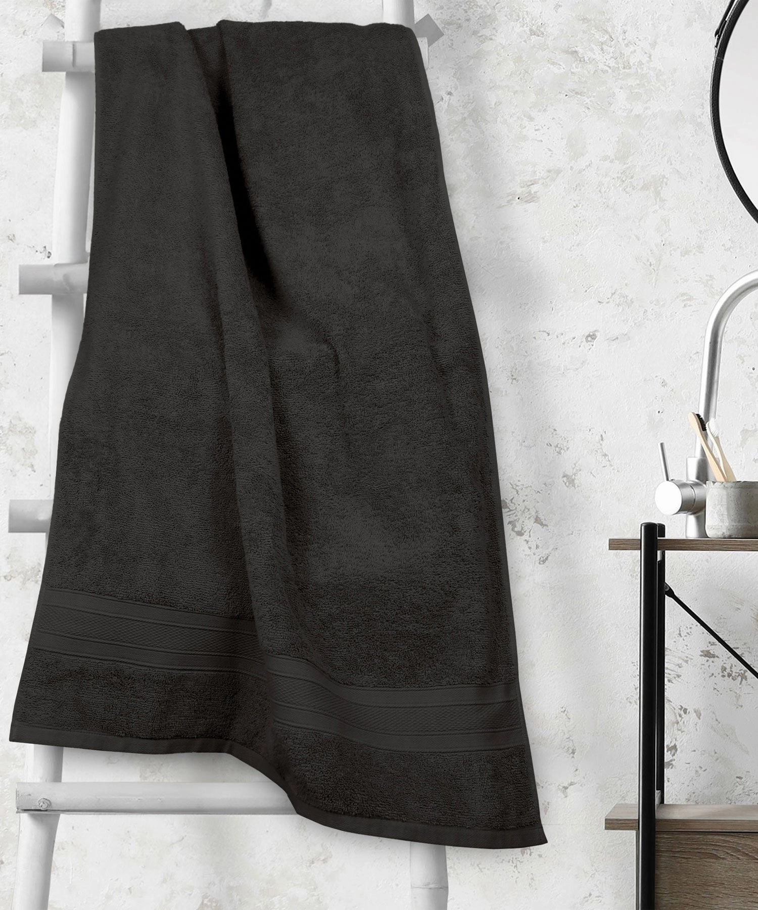 Soft Comfort Black Air Rich Technology Bath Towel, 100% Cotton, 509 GSM, Black bath towels,soft towels,bathroom textiles