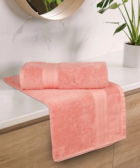 Soft Comfort Coral Air Rich Technology 2Pc Bath Towel, 100% Cotton, 509 GSM, Pink bath towels,soft towels,bathroom textiles