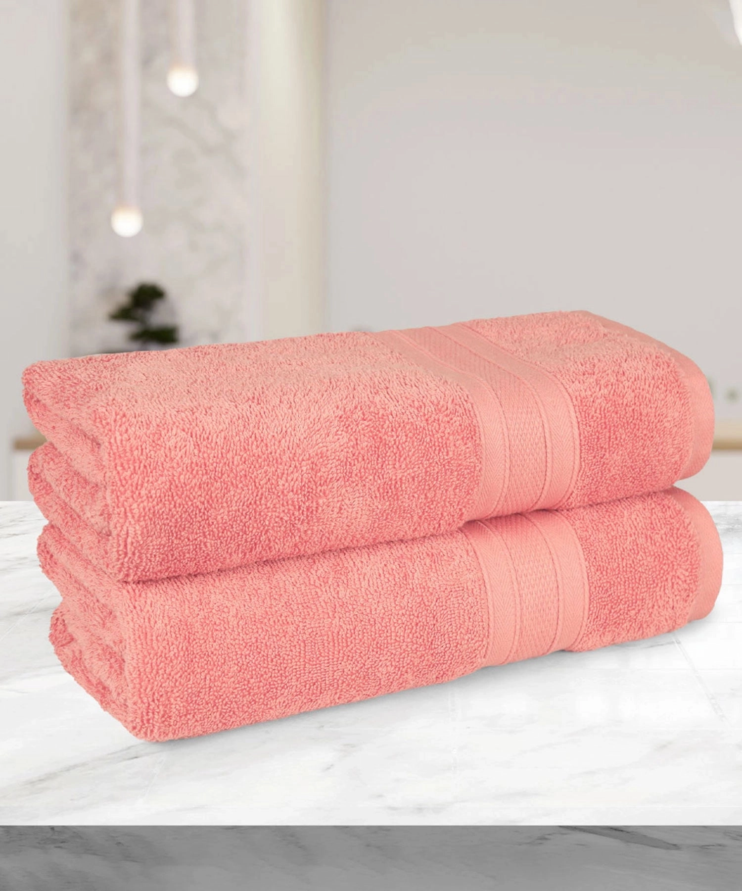 Soft Comfort Coral Air Rich Technology 2Pc Bath Towel, 100% Cotton, 509 GSM, Pink