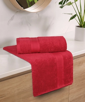 Soft Comfort Crimson Air Rich Technology 2Pc Bath Towel, 100% Cotton, 509 GSM, Red bath towels,soft towels,bathroom textiles