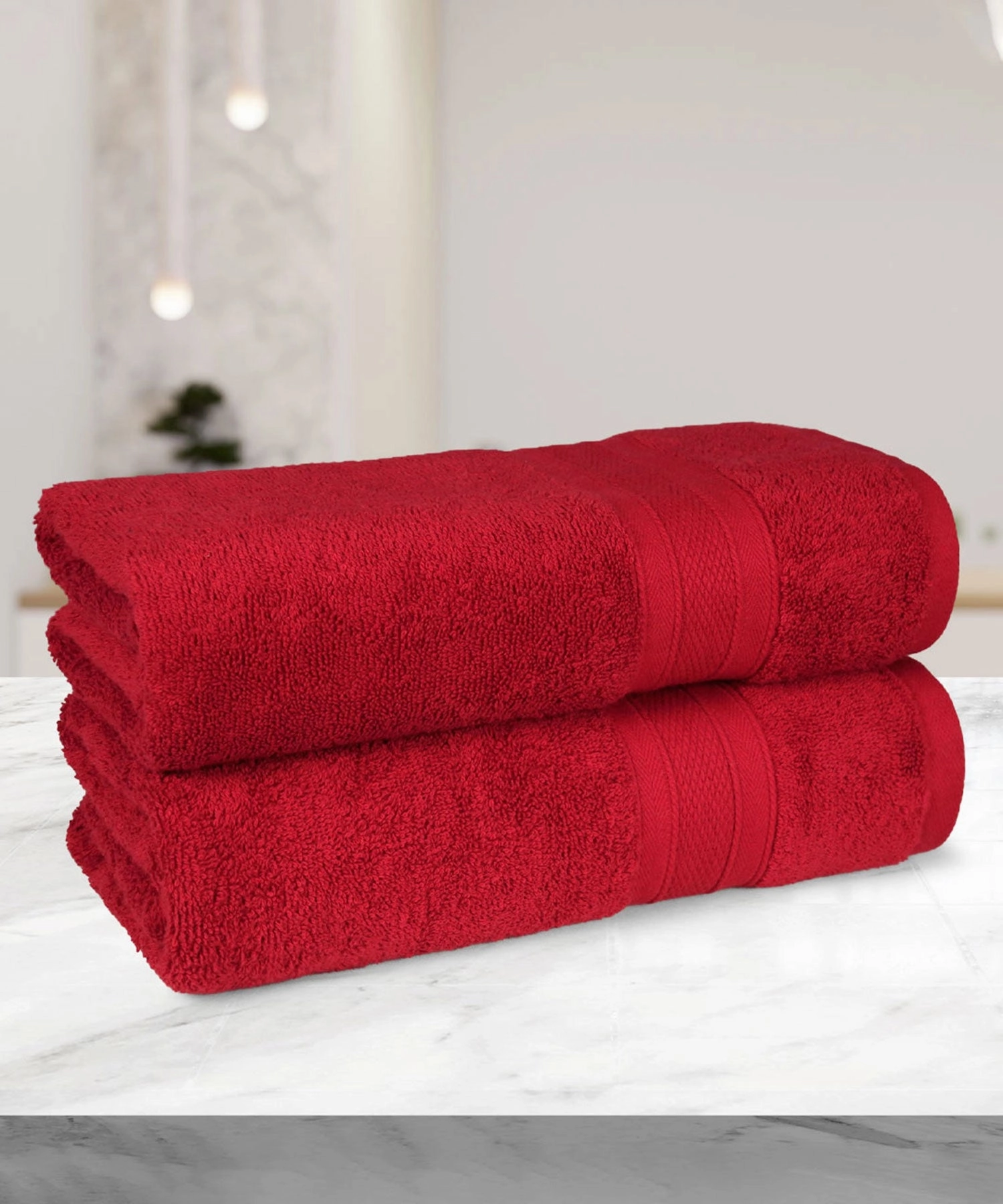 Soft Comfort Crimson Air Rich Technology 2Pc Bath Towel, 100% Cotton, 509 GSM, Red