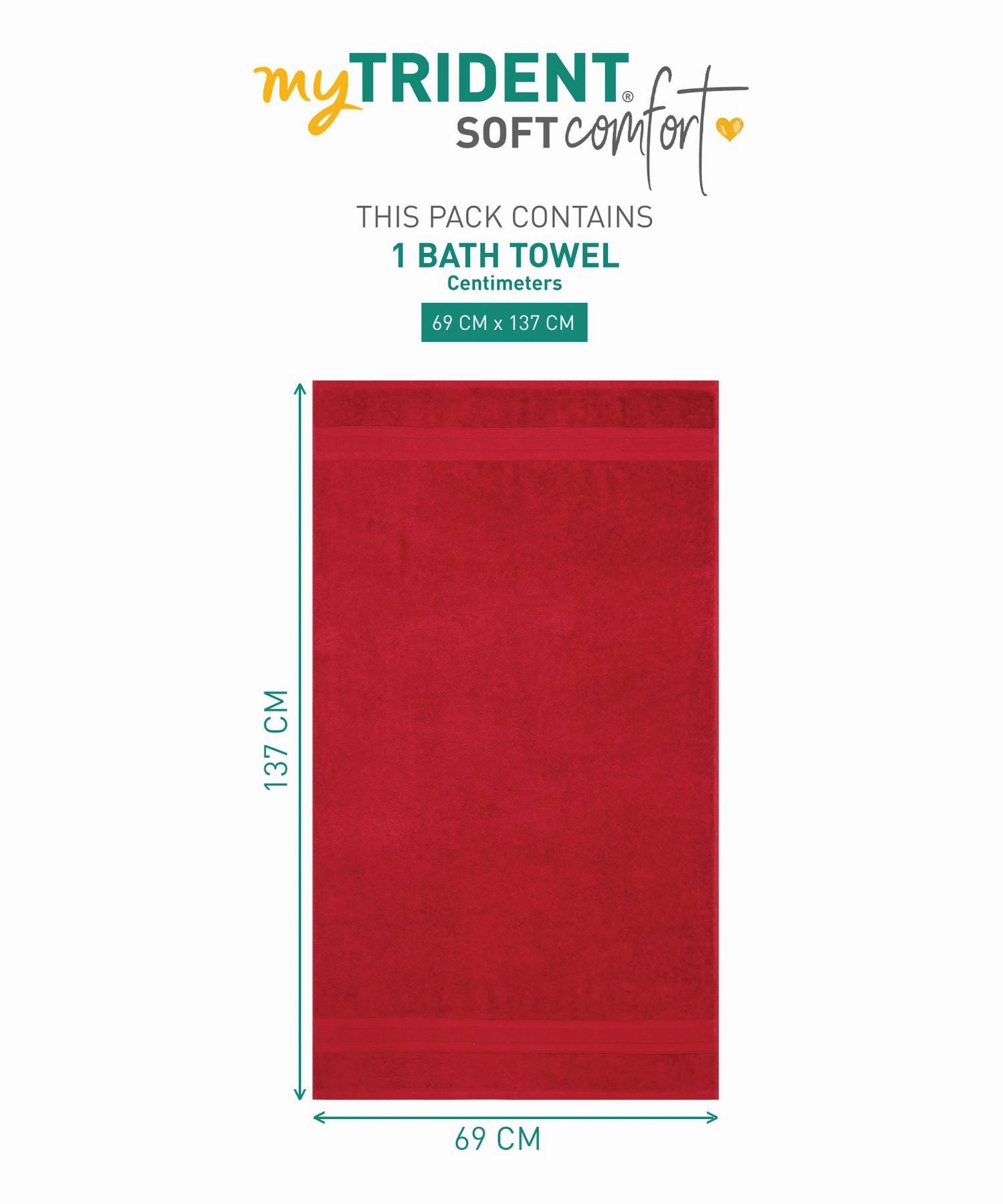 Soft Comfort Crimson Air Rich Technology Bath Towel, 100% Cotton, 509 GSM, Red
