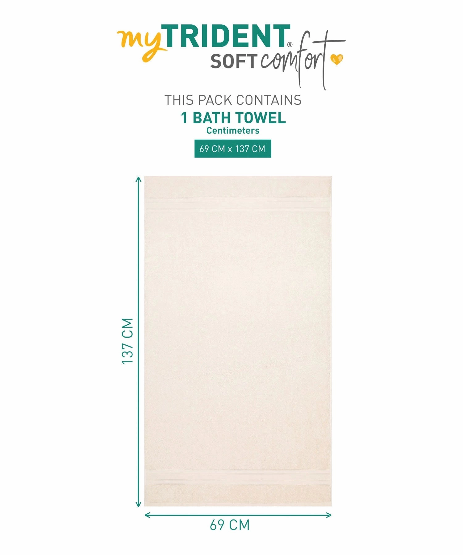 Soft Comfort Linen Air Rich Technology Bath Towel, 100% Cotton, 509 GSM, Beige