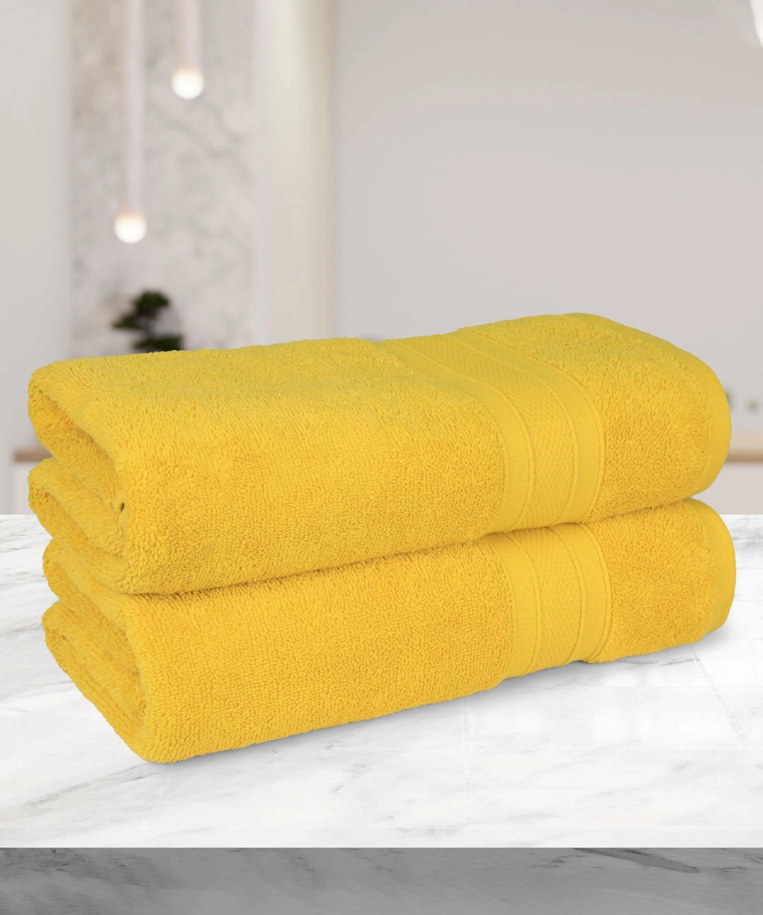 Soft Comfort Mustard Yellow Air Rich Technology 2Pc Bath Towel, 100% Cotton, 509 GSM, Yellow