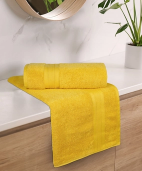 Soft Comfort Mustard Yellow Air Rich Technology 2Pc Bath Towel, 100% Cotton, 509 GSM, Yellow bath towels,soft towels,bathroom textiles