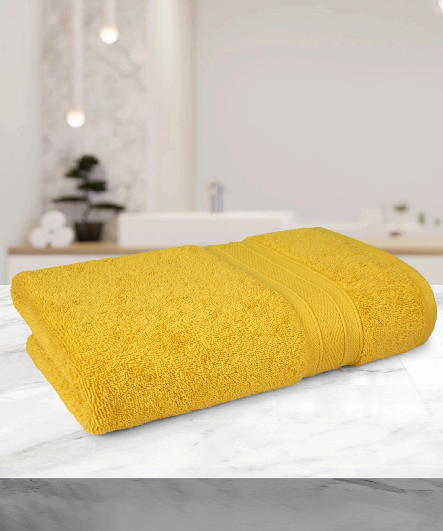 Soft Comfort Mustard Yellow Air Rich Technology Bath Towel, 100% Cotton, 509 GSM, Yellow