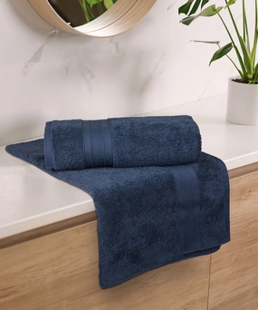 Soft Comfort Navy Air Rich Technology 2Pc Bath Towel, 100% Cotton, 509 GSM, Blue bath towels,soft towels,bathroom textiles