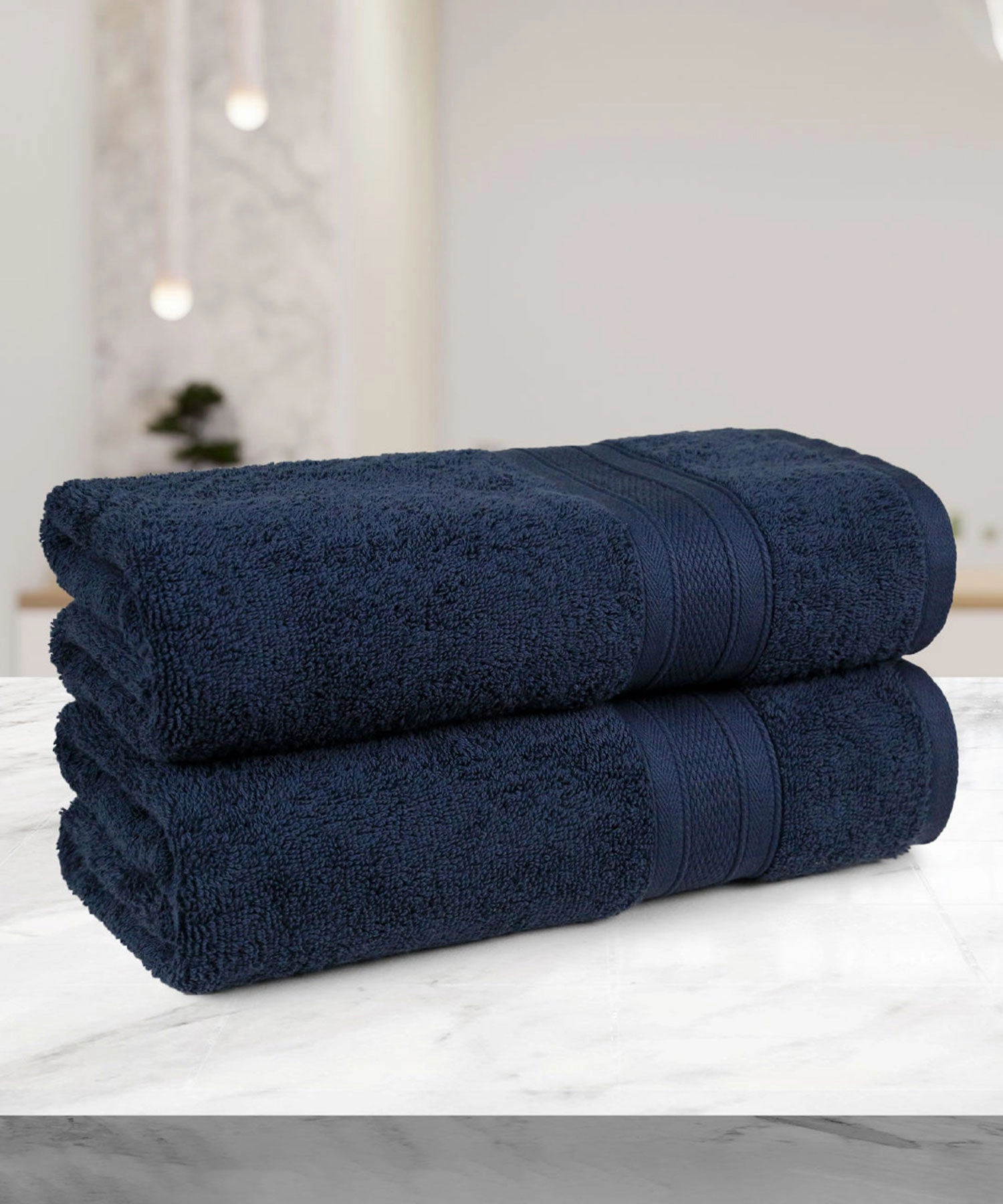 Soft Comfort Navy Air Rich Technology 2Pc Bath Towel, 100% Cotton, 509 GSM, Blue