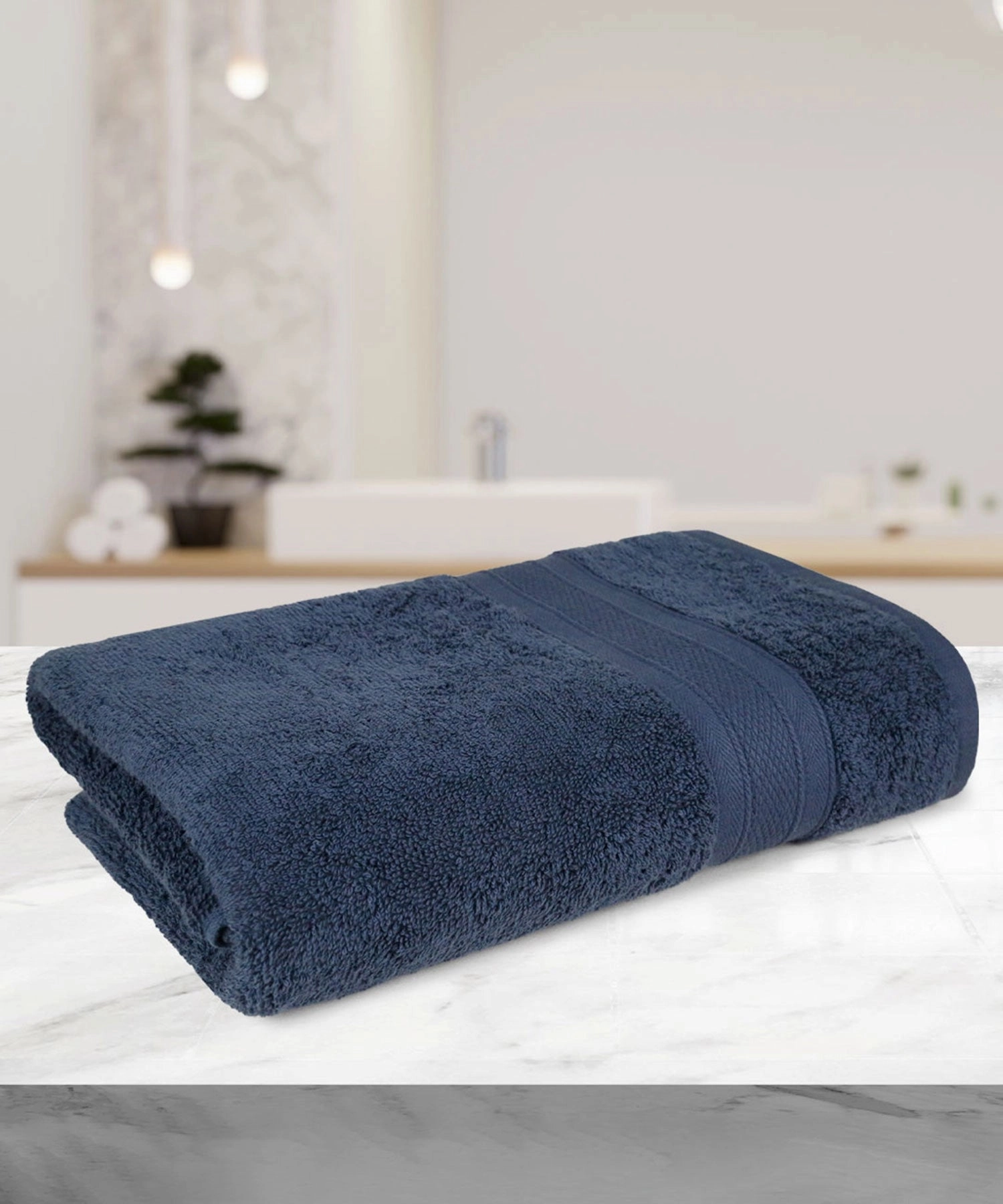 Soft Comfort Navy Air Rich Technology Bath Towel, 100% Cotton, 509 GSM, Blue