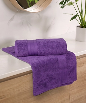 Soft Comfort Plum Air Rich Technology 2Pc Bath Towel, 100% Cotton, 509 GSM, Purple bath towels,soft towels,bathroom textiles