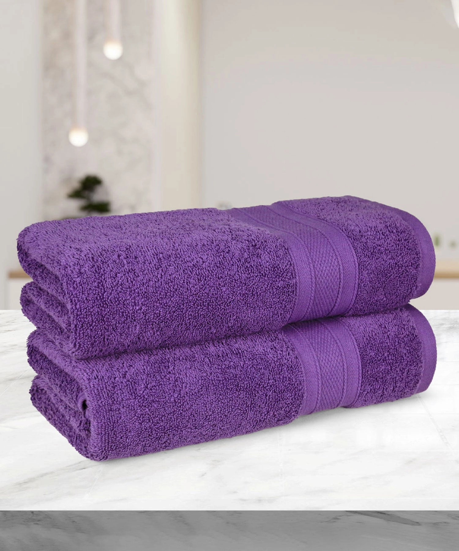 Soft Comfort Plum Air Rich Technology 2Pc Bath Towel, 100% Cotton, 509 GSM, Purple