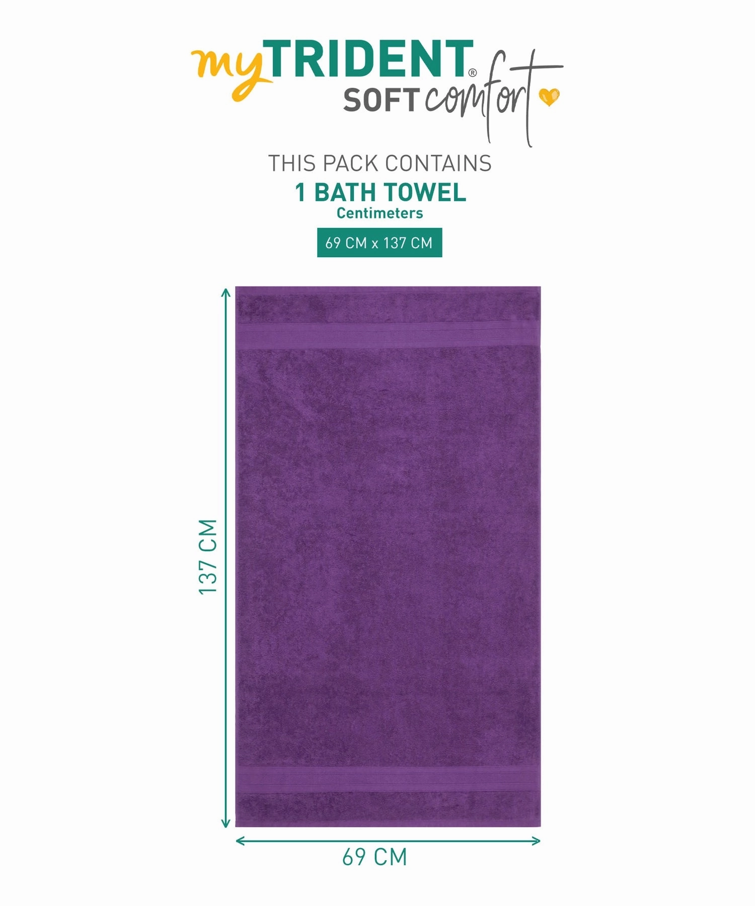 Soft Comfort Plum Air Rich Technology Bath Towel, 100% Cotton, 509 GSM, Purple