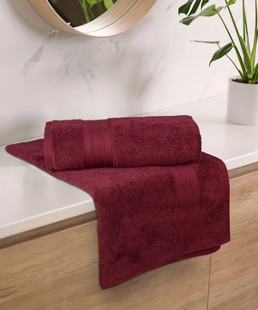 Soft Comfort Red Wine Air Rich Technology 2Pc Bath Towel, 100% Cotton, 509 GSM, Red bath towels,soft towels,bathroom textiles