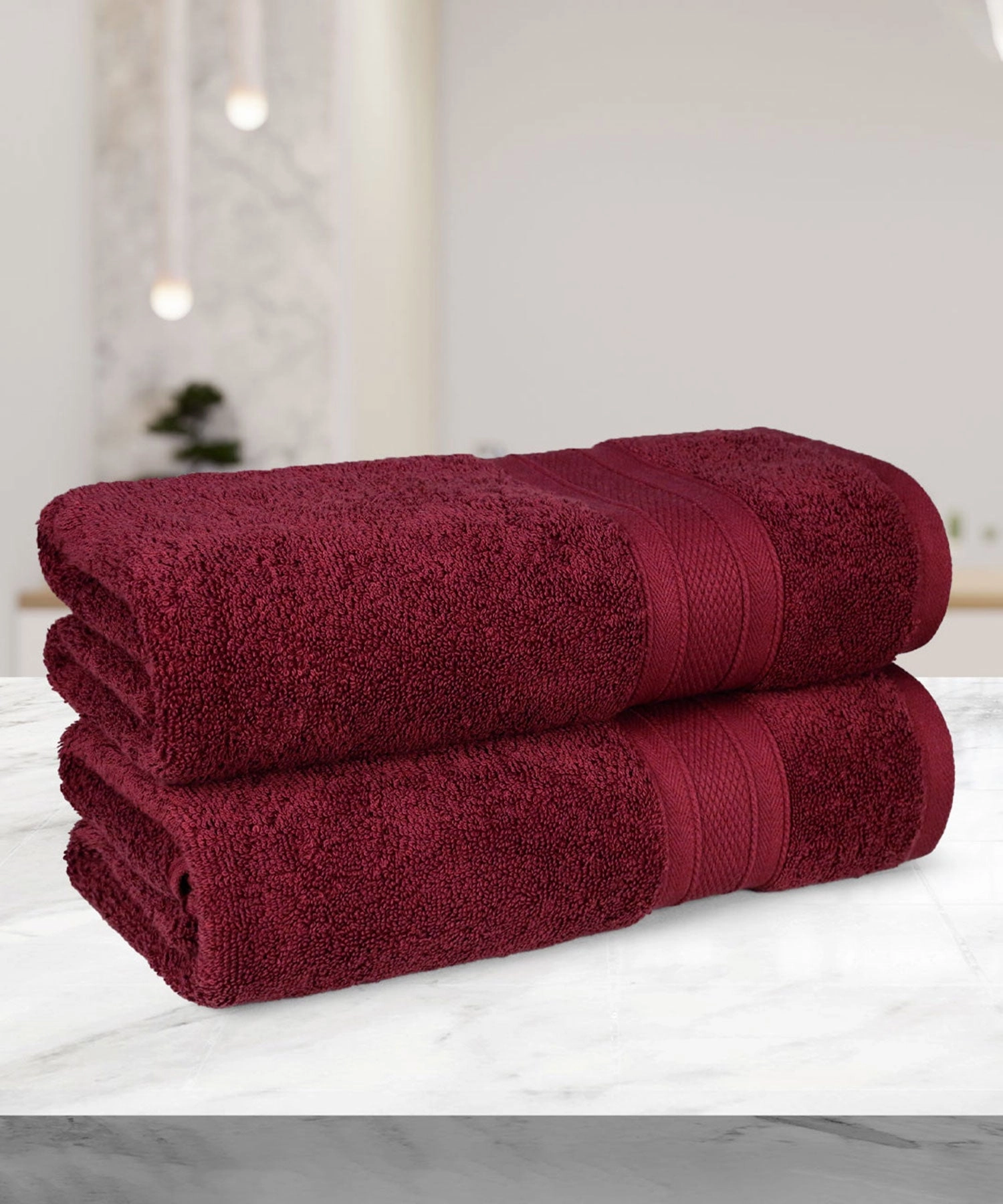 Soft Comfort Red Wine Air Rich Technology 2Pc Bath Towel, 100% Cotton, 509 GSM, Red