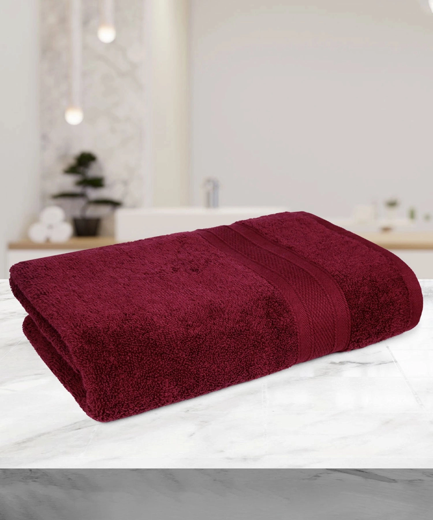 Soft Comfort Red Wine Air Rich Technology Bath Towel, 100% Cotton, 509 GSM, Red Wine