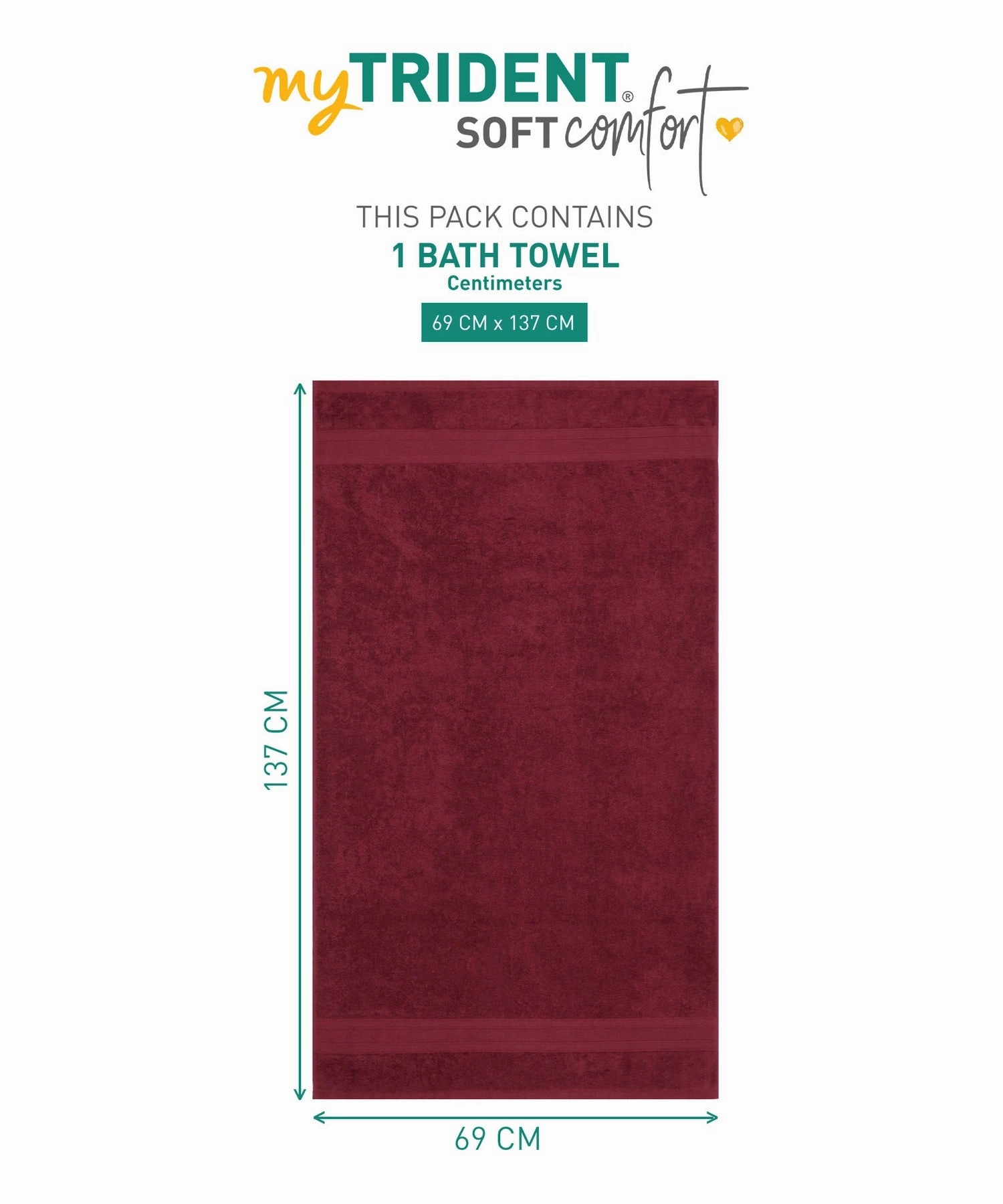 Soft Comfort Red Wine Air Rich Technology Bath Towel, 100% Cotton, 509 GSM, Red Wine