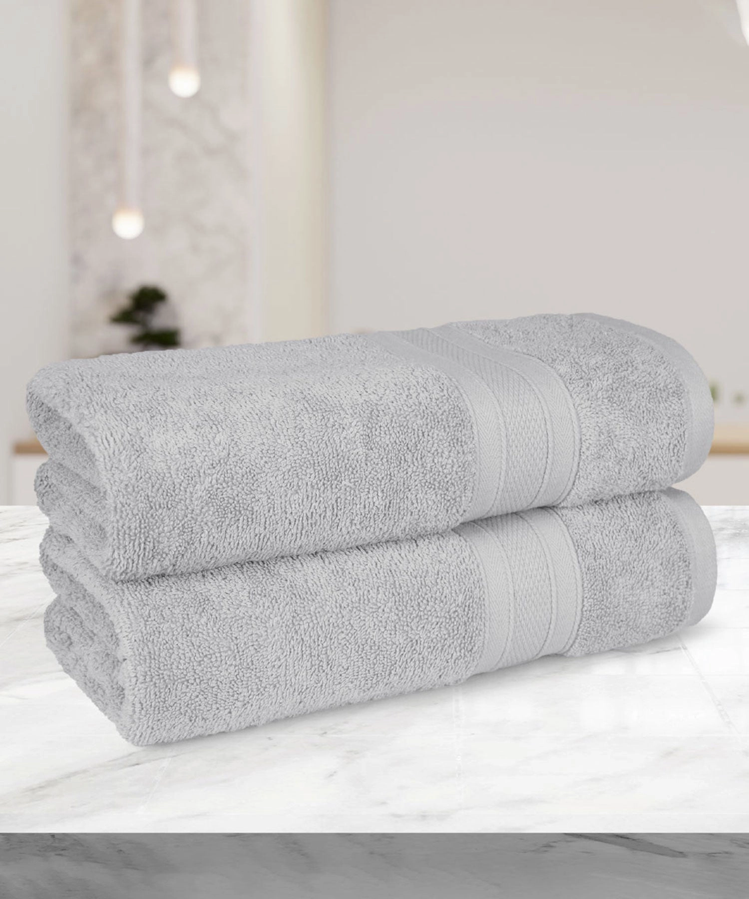 Soft Comfort Silver Air Rich Technology 2Pc Bath Towel, 100% Cotton, 509 GSM, Grey