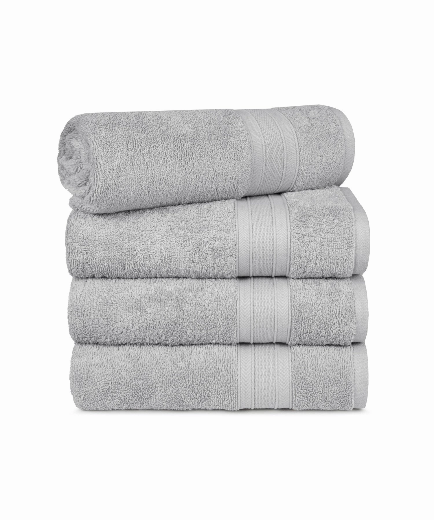 Soft Comfort Silver Air Rich Technology 4Pc Bath Towel, 100% Cotton, 509 GSM, Grey
