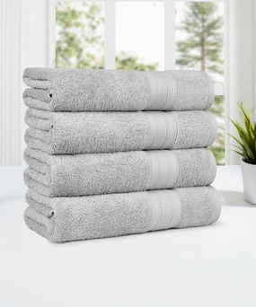 Soft Comfort Silver Air Rich Technology 4Pc Bath Towel, 100% Cotton, 509 GSM, Grey bath towels,soft towels,bathroom textiles