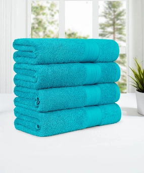 Soft Comfort Teal Air Rich Technology 4Pc Bath Towel, 100% Cotton, 509 GSM, Blue bath towels,soft towels,bathroom textiles