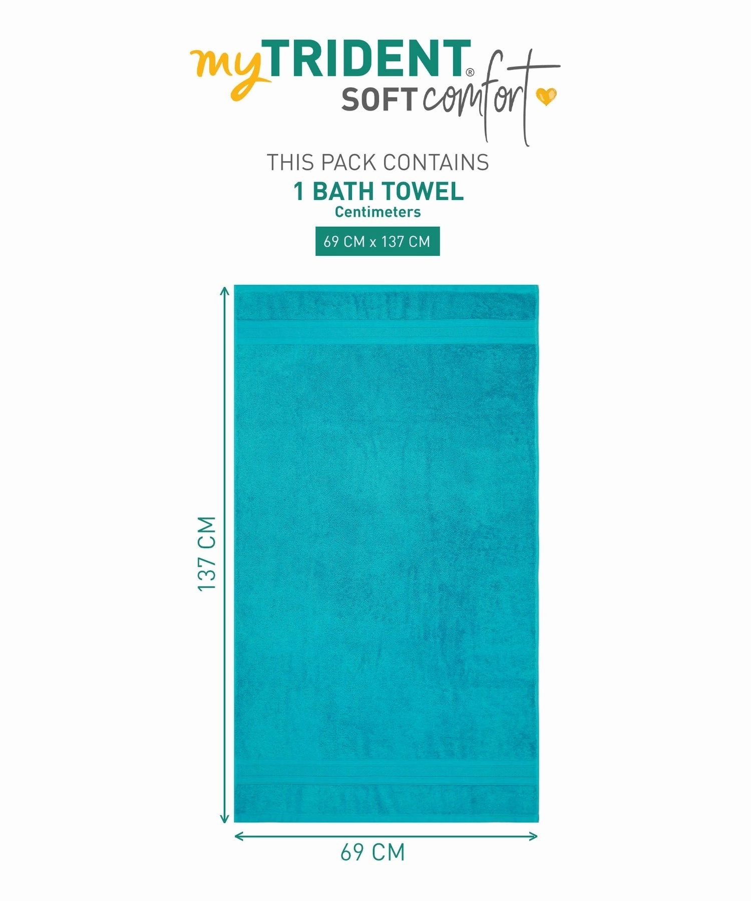 Soft Comfort Teal Air Rich Technology Bath Towel, 100% Cotton, 509 GSM, Blue